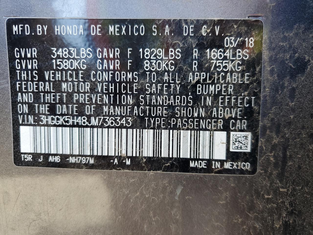 2018 Honda Fit VIN 3HGGK5H48JM736343 Copart auction photo, rear end / side damage thumbnail 13