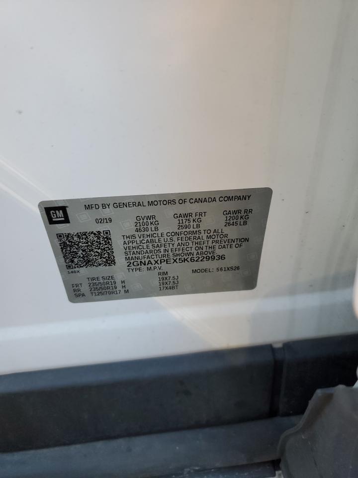 2019 Chevrolet Equinox VIN 2GNAXPEX5K6229936 Copart auction photo, front end damage thumbnail 15