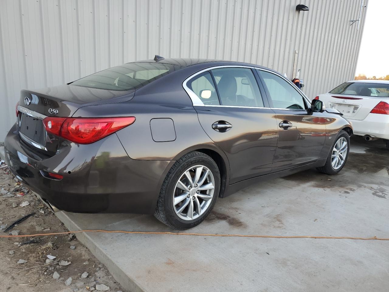 2014 Infiniti Q50 VIN JN1BV7AR8EM680510 Copart auction photo, front end damage thumbnail 3