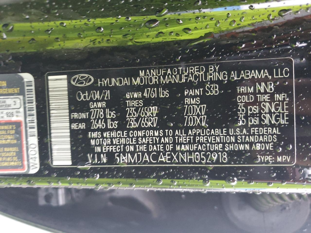 2022 Hyundai Tucson VIN 5NMJACAEXNH052918 Copart auction photo, rollover / all over damage thumbnail 13