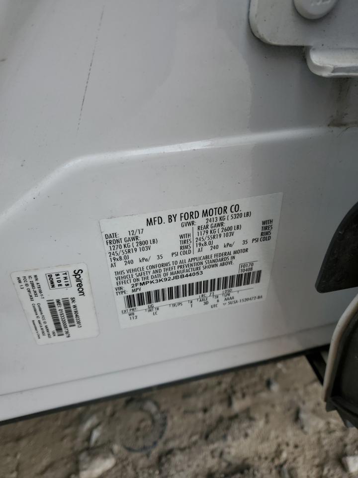 2018 Ford Edge VIN 2FMPK3K92JBB44053 Copart auction photo, rear end damage thumbnail 14