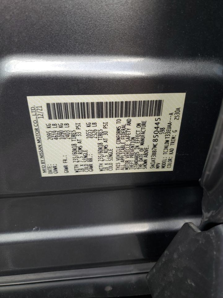 2021 Nissan Rogue VIN 5N1AT3BB7MC850445 Copart auction photo, all over damage thumbnail 13