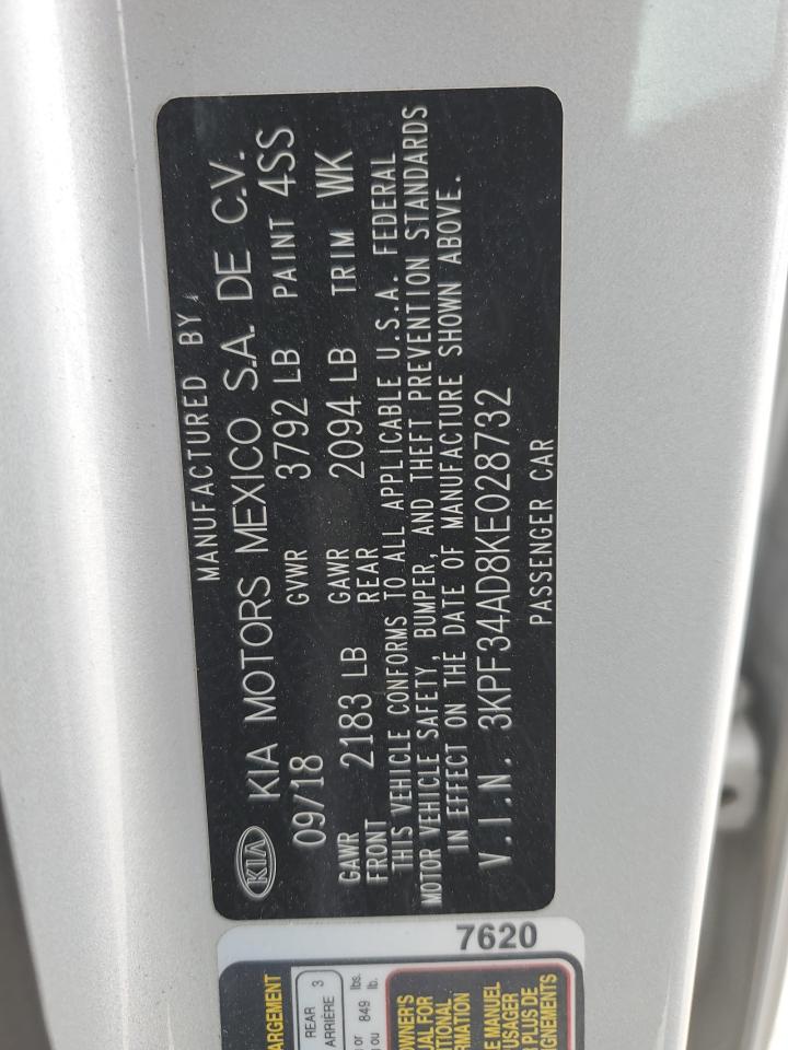2019 KIA Forte VIN 3KPF34AD8KE028732 Copart auction photo, hail / rear end damage thumbnail 14