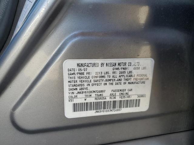 2007 Infiniti G VIN JNKBV61E87M724897 Copart auction photo, minor dent/scratches damage thumbnail 12