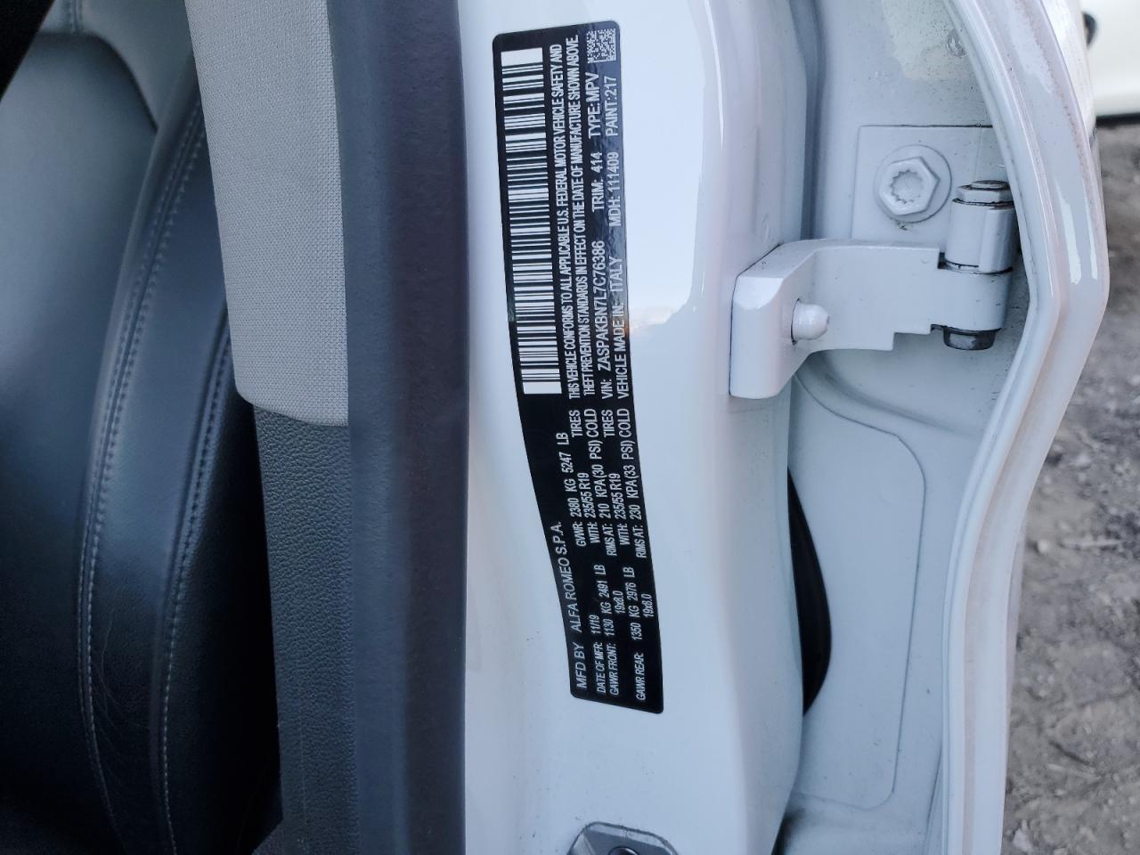 2020 Alfa Romeo Stelvio VIN ZASPAKBN7L7C76386 Copart auction photo, front end / minor dent/scratches damage thumbnail 14