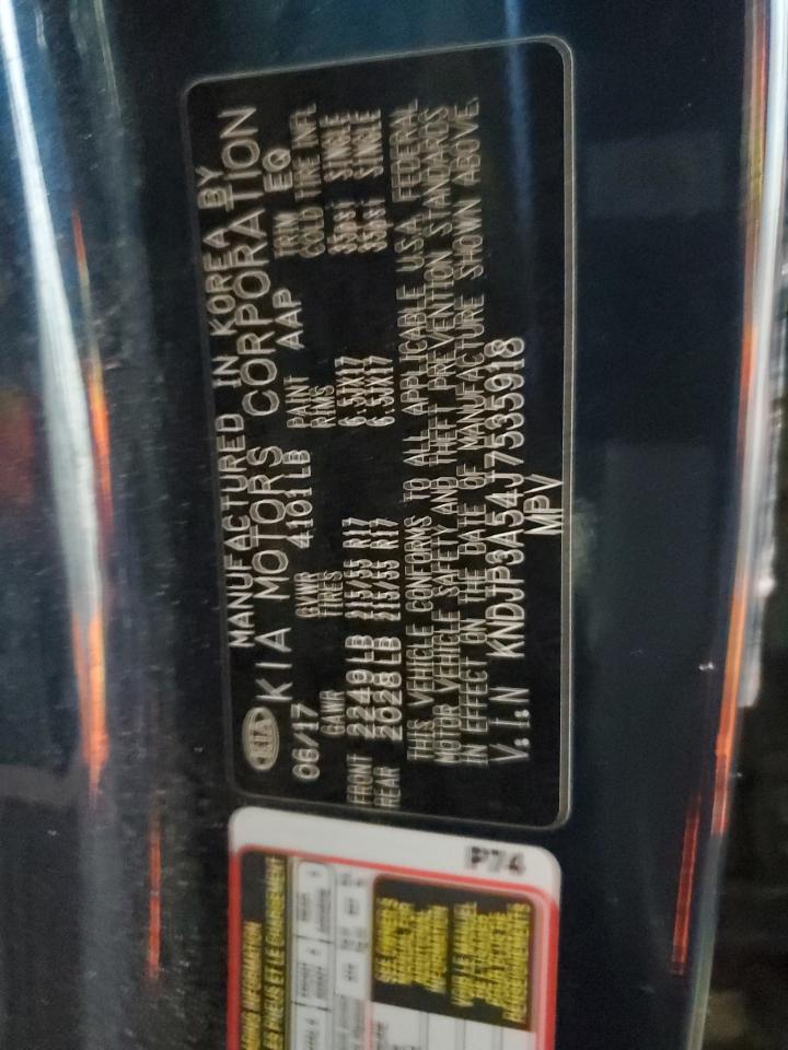 2018 KIA Soul VIN KNDJP3A54J7535918 Copart auction photo, front end damage thumbnail 13