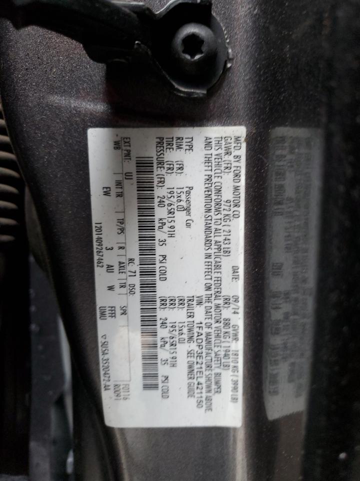 2014 Ford Focus VIN 1FADP3E21EL421150 Copart auction photo, front end / side damage thumbnail 12