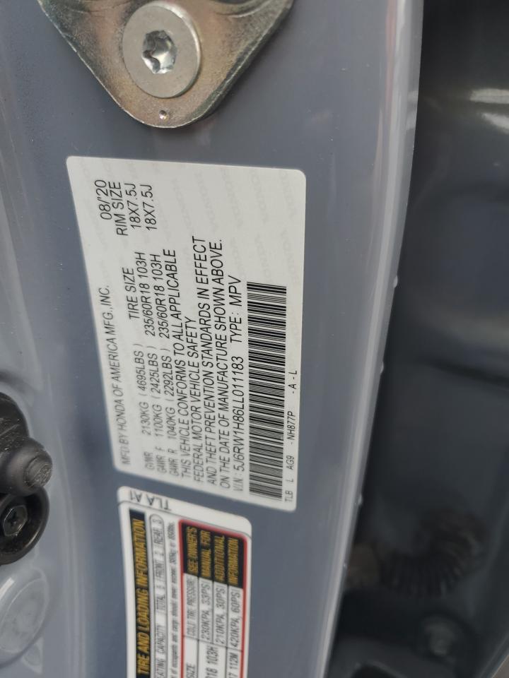 2020 Honda CR-V VIN 5J6RW1H86LL011183 Copart auction photo, front end damage thumbnail 14