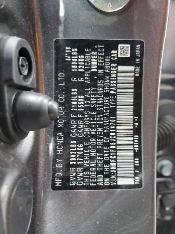 2018 Honda Civic VIN JHMFC1F85JX014701 Copart auction photo, side / front end damage thumbnail 13