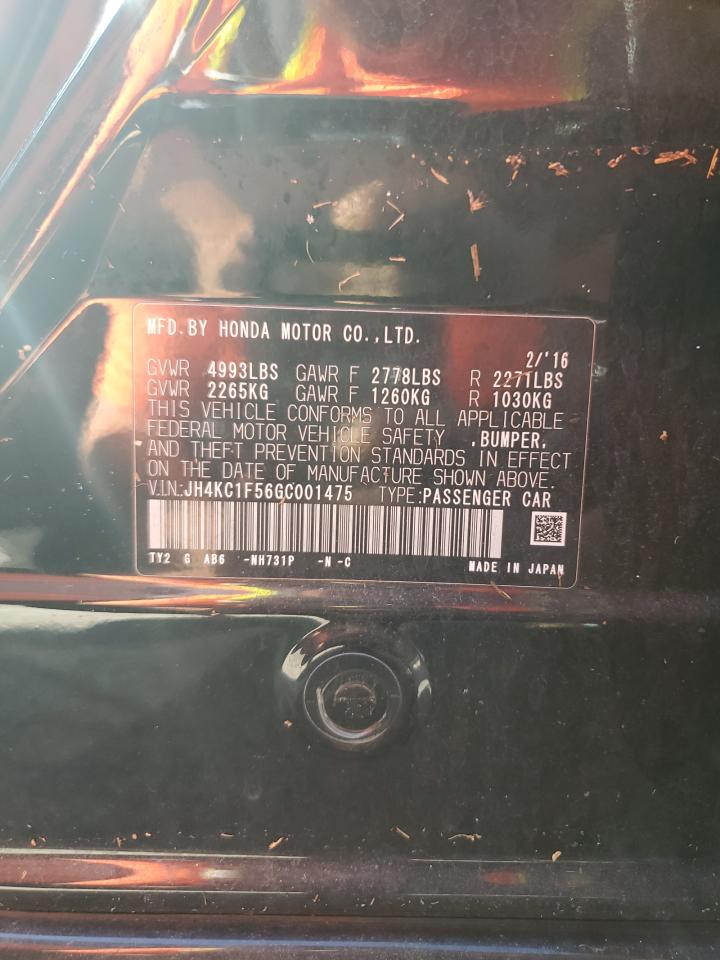 2016 Acura RLX VIN JH4KC1F56GC001475 Copart auction photo, water/flood damage thumbnail 13