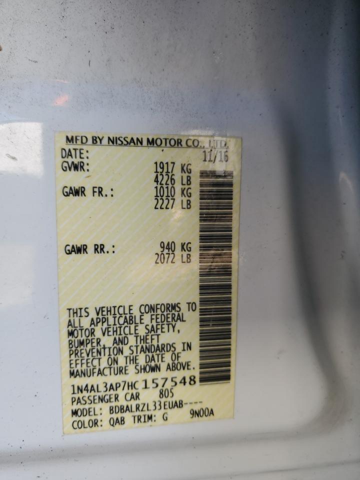 2017 Nissan Altima VIN 1N4AL3AP7HC157548 Copart auction photo, all over damage thumbnail 12