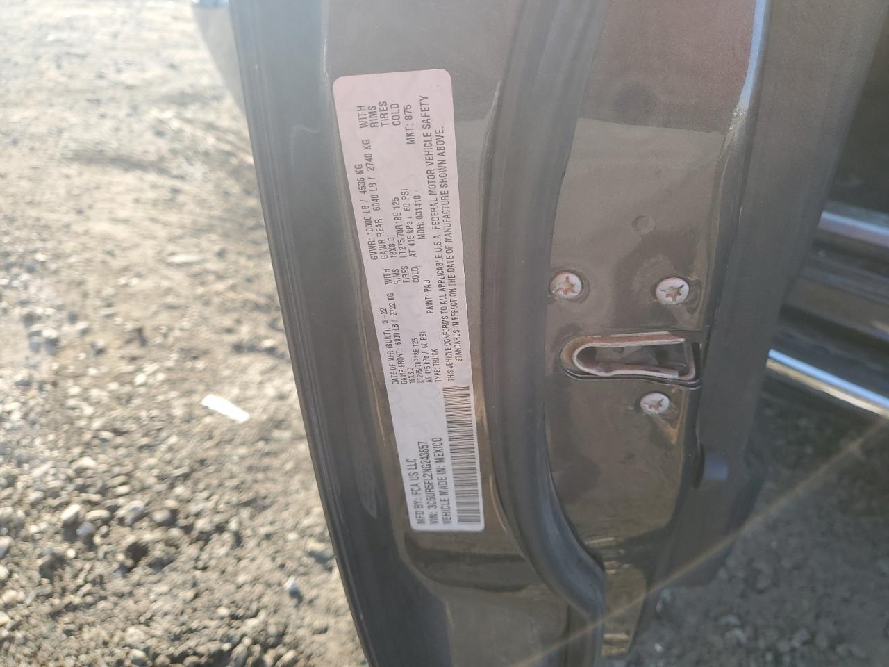 2022 RAM 2500 VIN 3C6UR5FL2NG243857 Copart auction photo, front end / undercarriage damage thumbnail 13