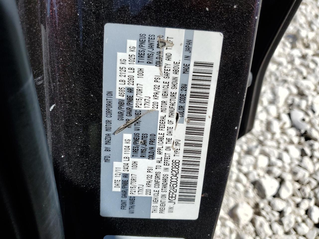 2012 Mazda CX-7 VIN JM3ER2A50C0420886 Copart auction photo, front end damage thumbnail 13