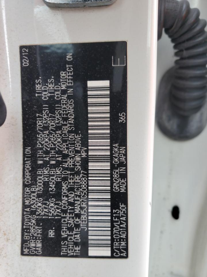 2012 Toyota 4Runner VIN JTEBU5JR7C5088877 Copart auction photo, side damage thumbnail 13