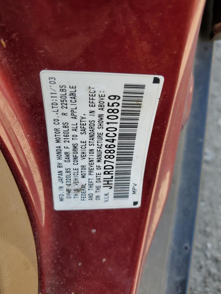 2004 Honda CR-V VIN JHLRD78864C010859 Copart auction photo, front end / minor dent/scratches damage thumbnail 13
