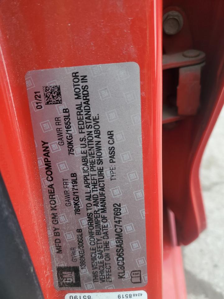 2021 Chevrolet Spark VIN KL8CD6SA8MC747692 Copart auction photo, front end / side damage thumbnail 13