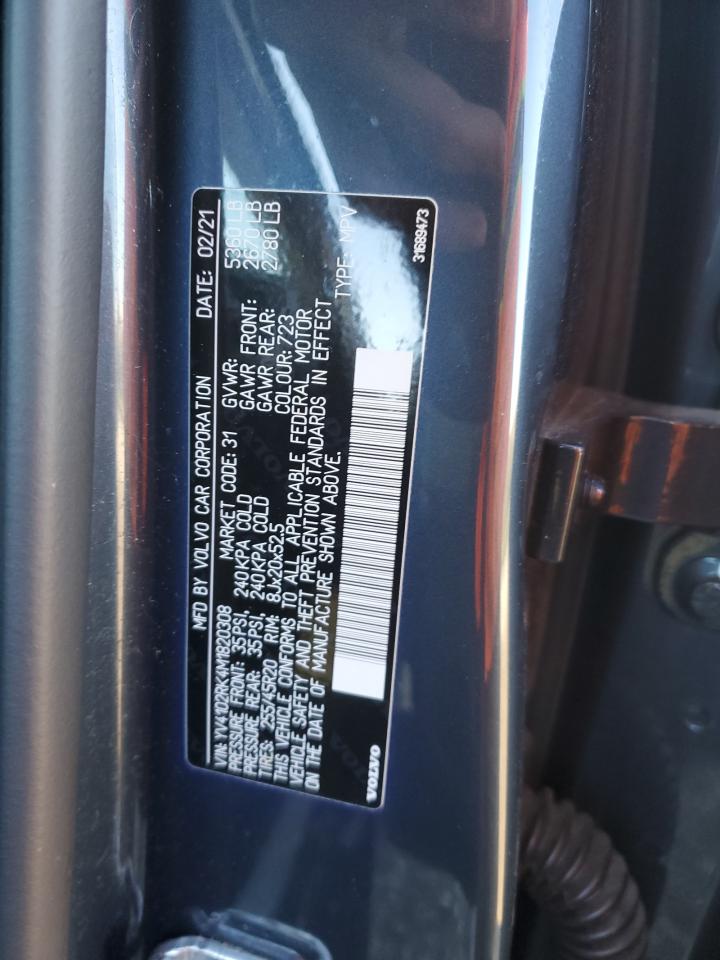2021 Volvo XC60 VIN YV4102RK4M1820308 Copart auction photo, rear end / minor dent/scratches damage thumbnail 15