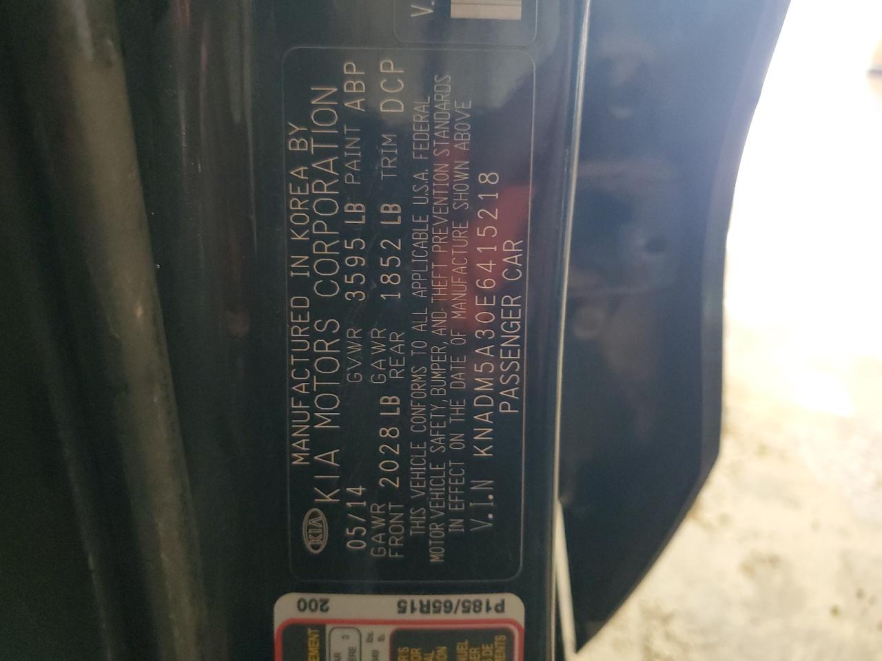 2014 KIA Rio VIN KNADM5A30E6415218 Copart auction photo, front end / rear end damage thumbnail 12