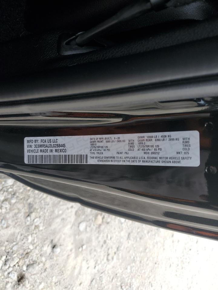 2020 RAM 2500 VIN 3C6MR5AJ2LG288445 Copart auction photo, vandalism damage thumbnail 12