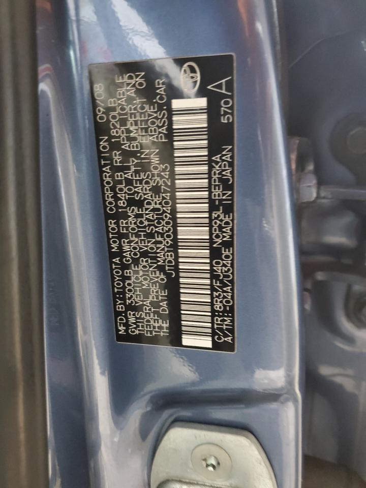 2009 Toyota Yaris VIN JTDBT903094047243 Copart auction photo, front end / mechanical damage thumbnail 14