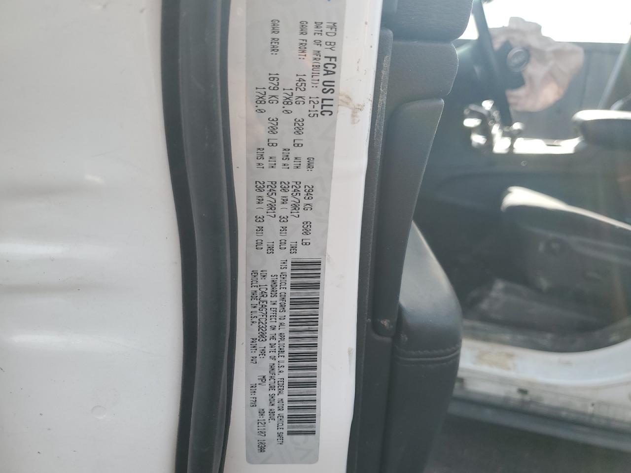 2015 Jeep Grand Cherokee VIN 1C4RJEAG7FC232003 Copart auction photo, all over damage thumbnail 14
