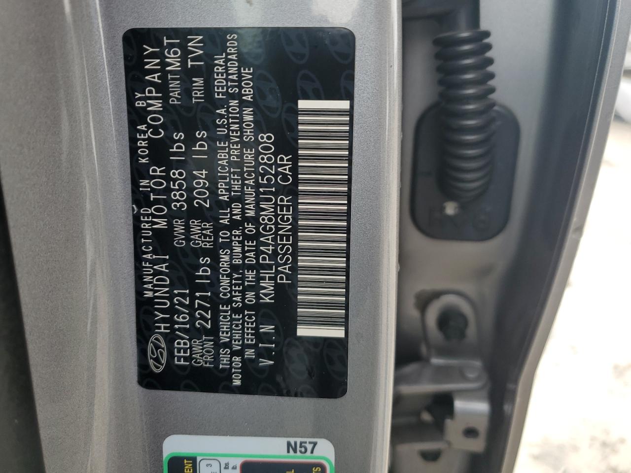 2021 Hyundai Elantra VIN KMHLP4AG8MU152808 Copart auction photo, front end damage thumbnail 15