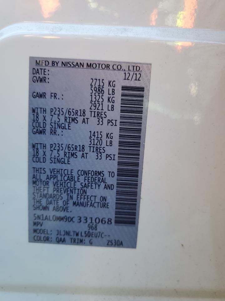 2013 Infiniti JX VIN 5N1AL0MM9DC331068 Copart auction photo, normal wear damage thumbnail 12
