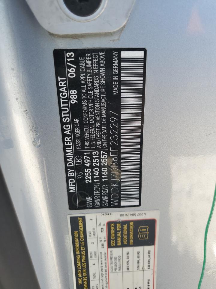 2014 Mercedes-Benz E-klasse VIN WDDKJ7DB6EF232297 Copart auction photo, side / minor dent/scratches damage thumbnail 12