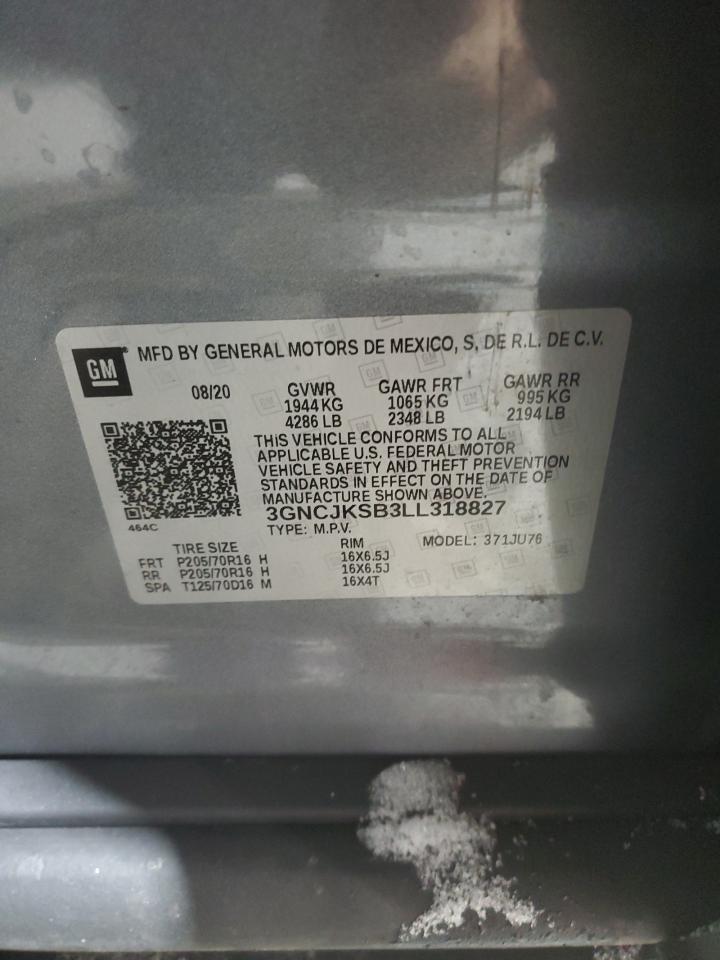 2020 Chevrolet Trax VIN 3GNCJKSB3LL318827 Copart auction photo, front end damage thumbnail 13