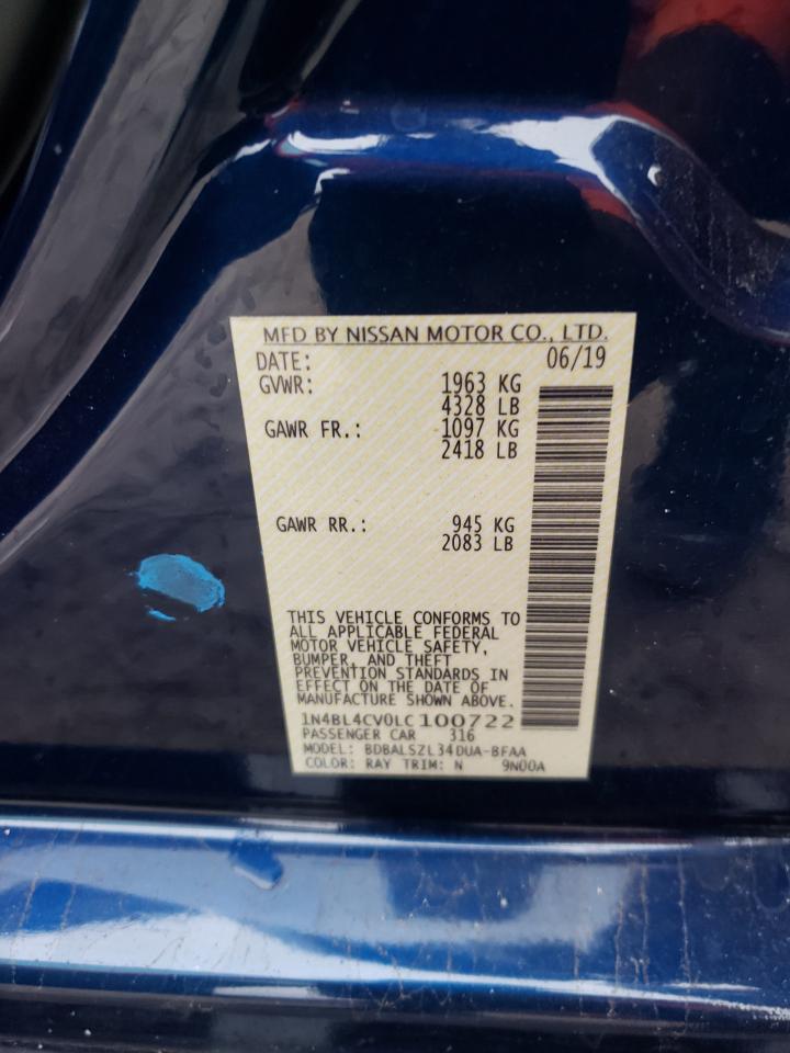2020 Nissan Altima VIN 1N4BL4CV0LC100722 Copart auction photo, front end / minor dent/scratches damage thumbnail 14