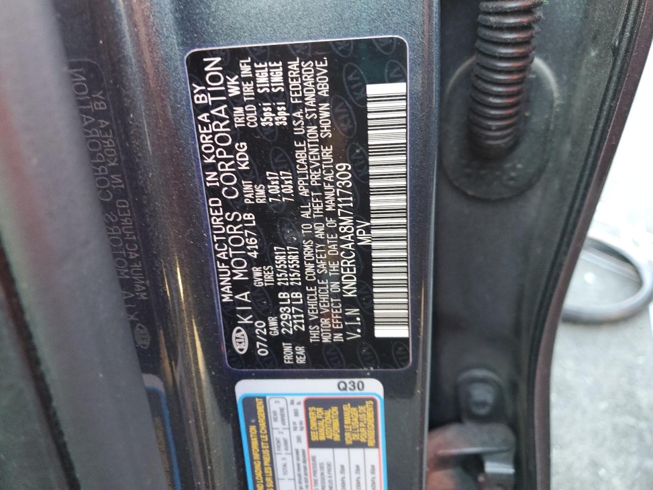 2021 KIA Seltos VIN KNDERCAA8M7117309 Copart auction photo, front end damage thumbnail 13