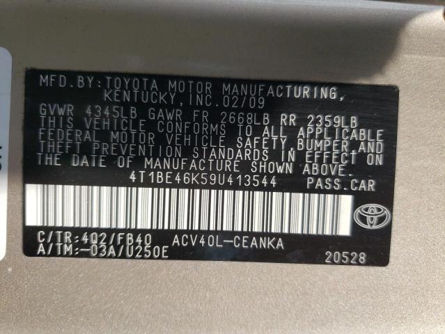2009 Toyota Camry VIN 4T1BE46K59U413544 Copart auction photo, all over damage thumbnail 12