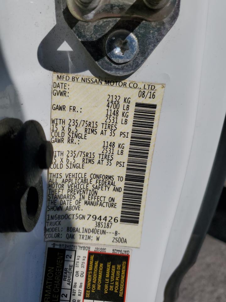 2016 Nissan Navara (Frontier) VIN 1N6BD0CT5GN794426 Copart auction photo, front end damage thumbnail 14
