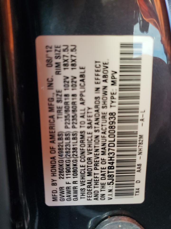2013 Acura RDX VIN 5J8TB4H37DL008938 Copart auction photo, front end damage thumbnail 16