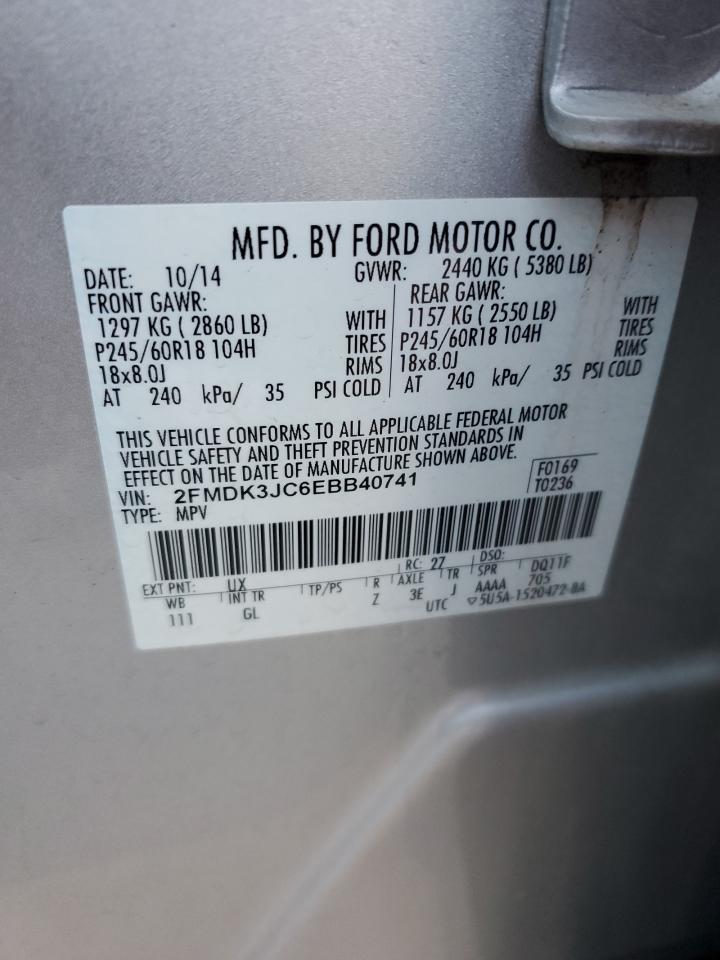 2014 Ford Edge VIN 2FMDK3JC6EBB40741 Copart auction photo, rear end / minor dent/scratches damage thumbnail 13