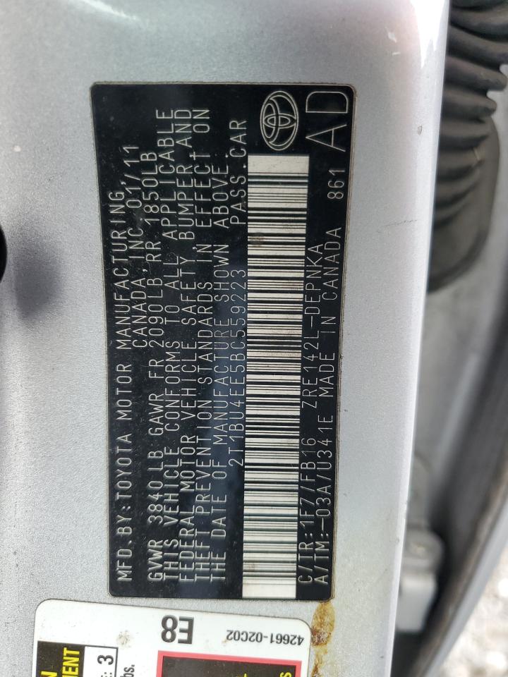 2011 Toyota Corolla VIN 2T1BU4EE5BC559223 Copart auction photo, front end / minor dent/scratches damage thumbnail 13
