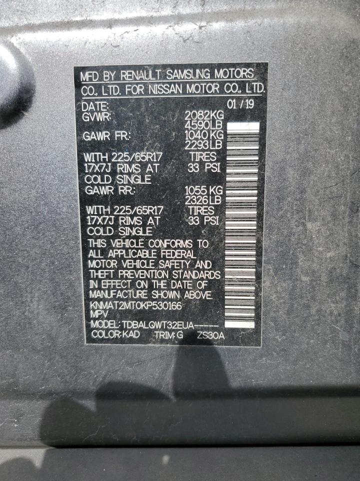 2019 Nissan Rogue VIN KNMAT2MT0KP530166 Copart auction photo, front end damage thumbnail 16
