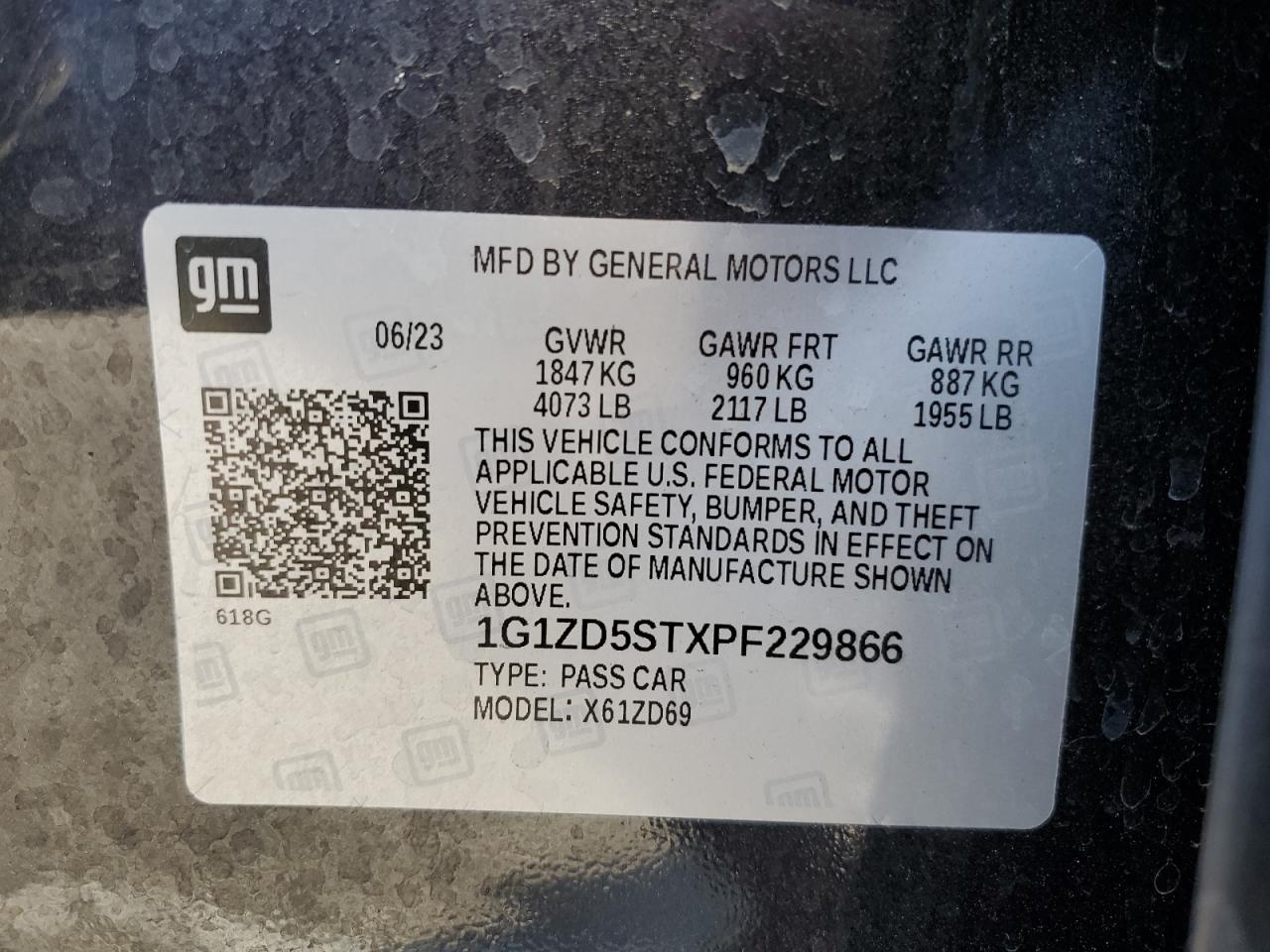 2023 Chevrolet Malibu VIN 1G1ZD5STXPF229866 Copart auction photo, rear end / front end damage thumbnail 13