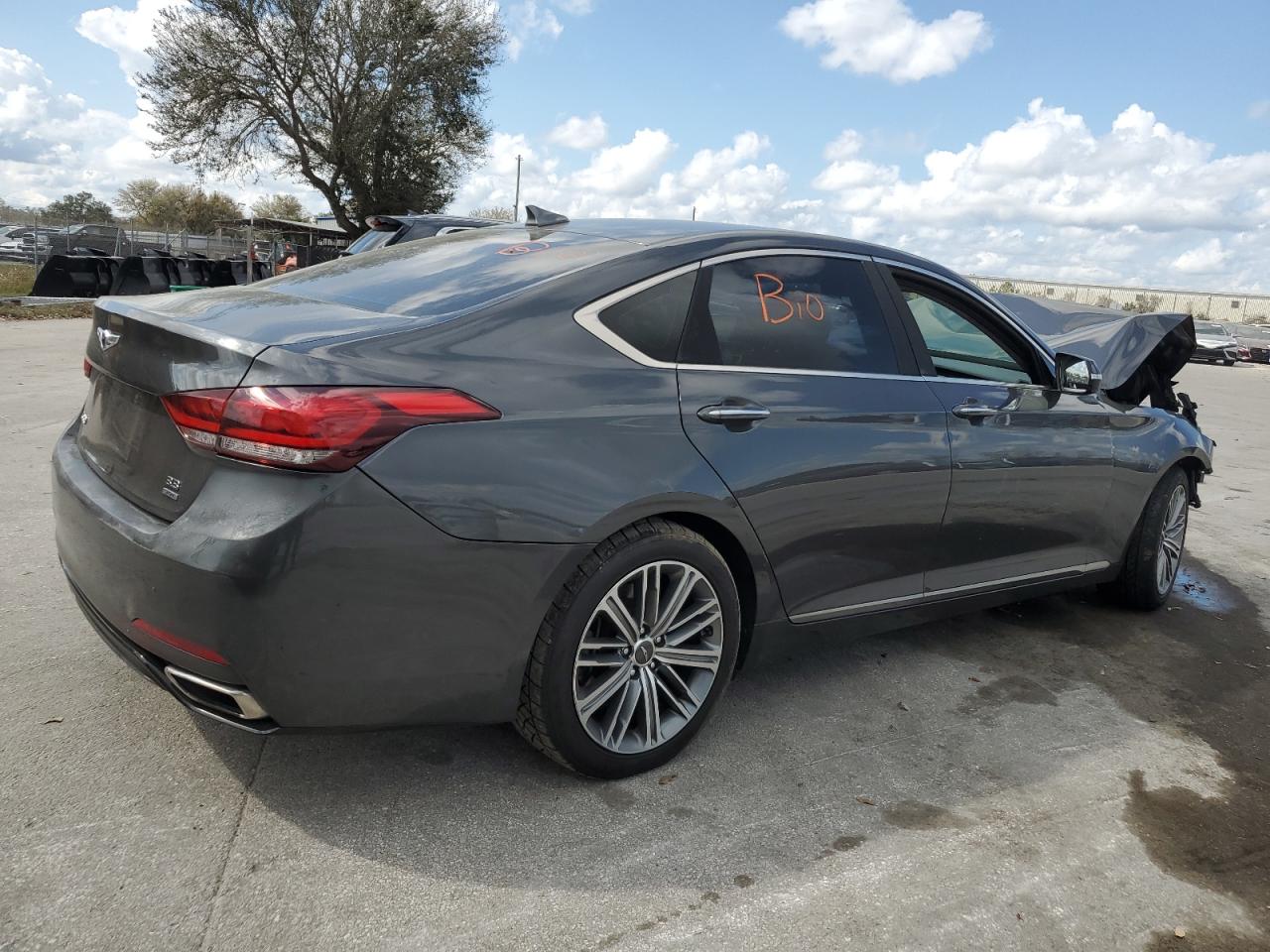 2018 Genesis G80 VIN KMHGN4JE5JU253256 Copart auction photo, front end damage thumbnail 3