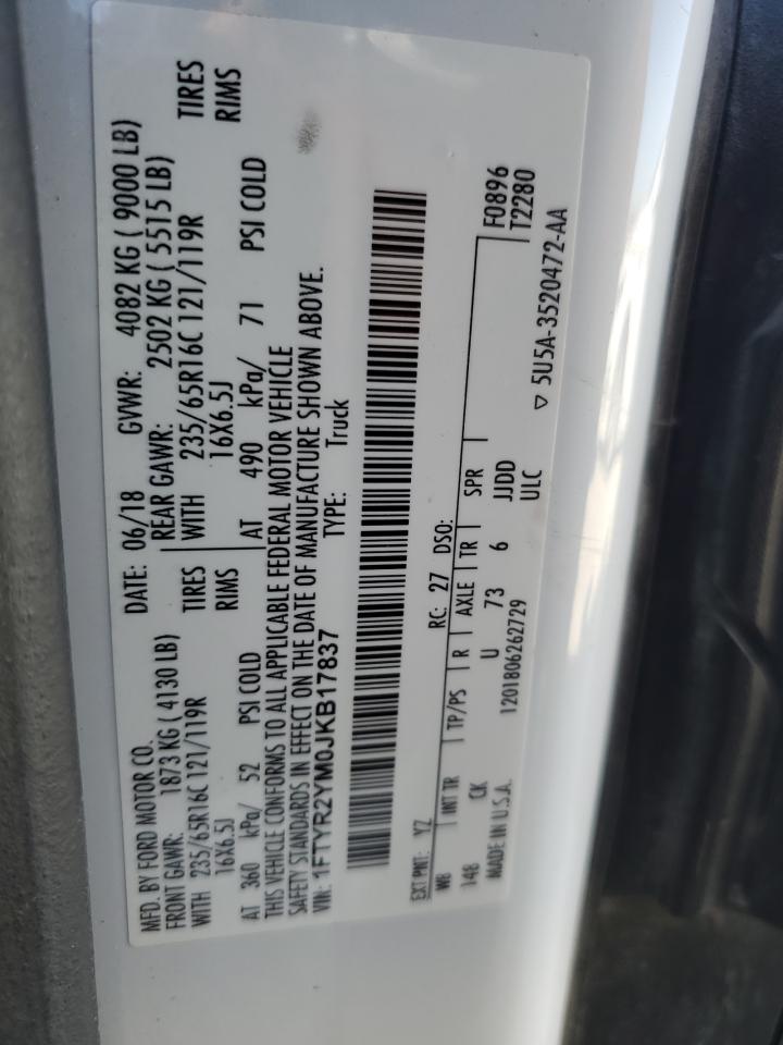 2018 Ford Transit VIN 1FTYR2YM0JKB17837 Copart auction photo, front end damage thumbnail 13