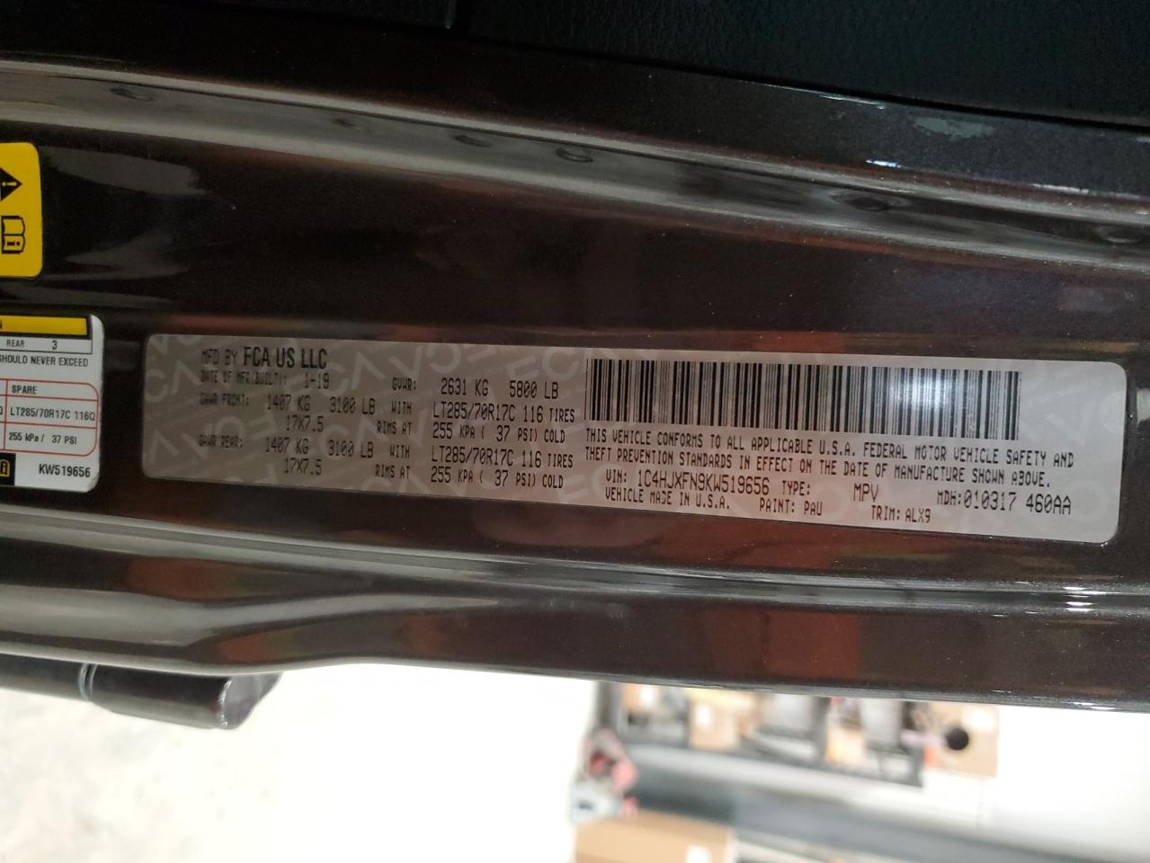 2019 Jeep Wrangler VIN 1C4HJXFN9KW519656 Copart auction photo, frame damage damage thumbnail 13