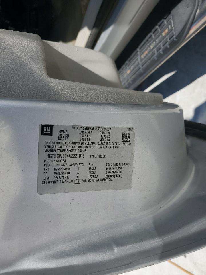 2010 GMC Sierra VIN 1GTSCWE04AZ221013 Copart auction photo, front end damage thumbnail 13