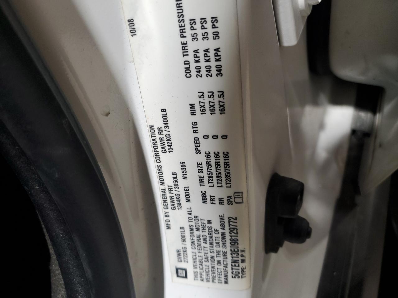 2009 Hummer H3 VIN 5GTEN13E098129772 Copart auction photo, biohazard/chemical / top/roof damage thumbnail 15