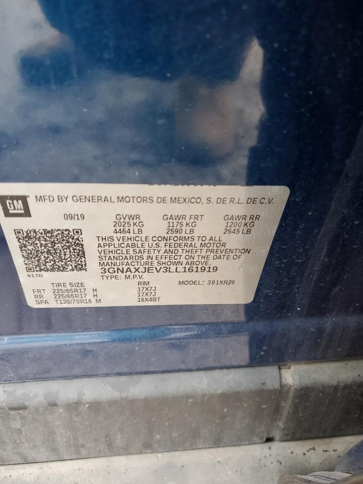 2020 Chevrolet Equinox VIN 3GNAXJEV3LL161919 Copart auction photo, front end damage thumbnail 14