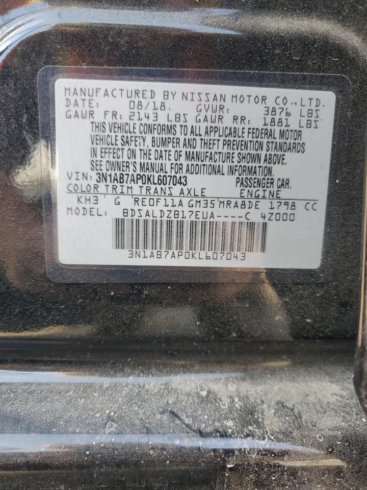 2019 Nissan Sentra VIN 3N1AB7AP0KL607043 Copart auction photo, front end damage thumbnail 12