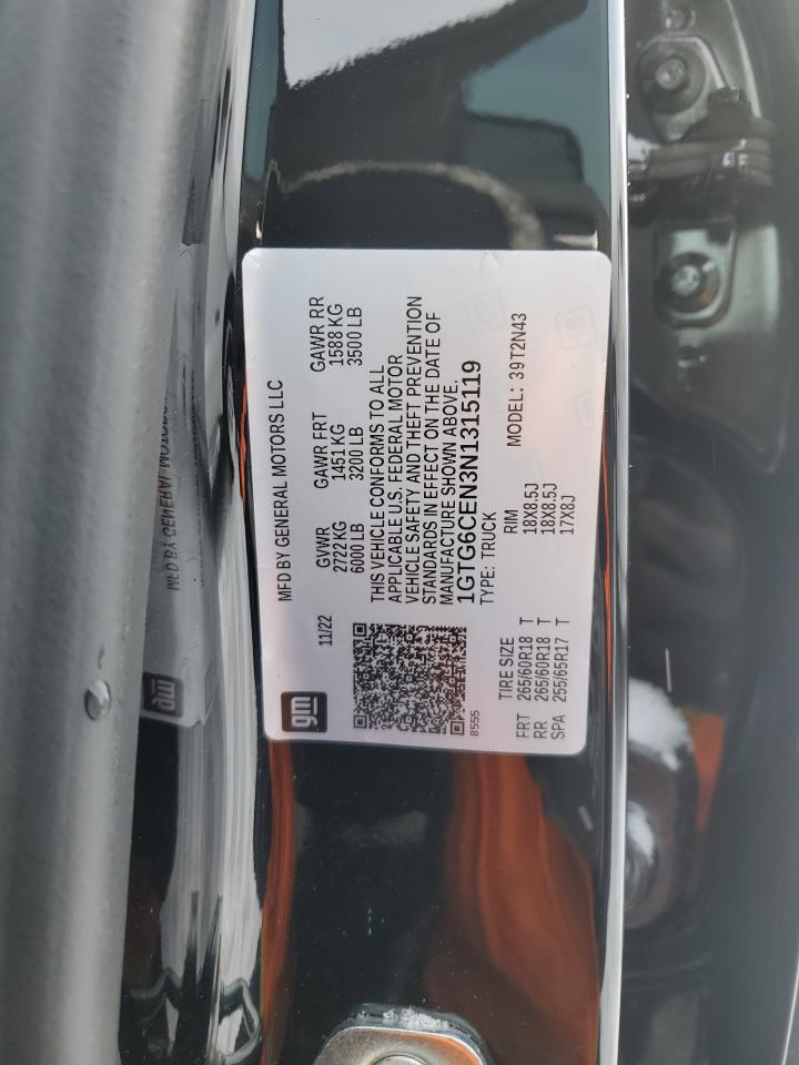 2022 GMC Canyon VIN 1GTG6CEN3N1315119 Copart auction photo, all over damage thumbnail 12