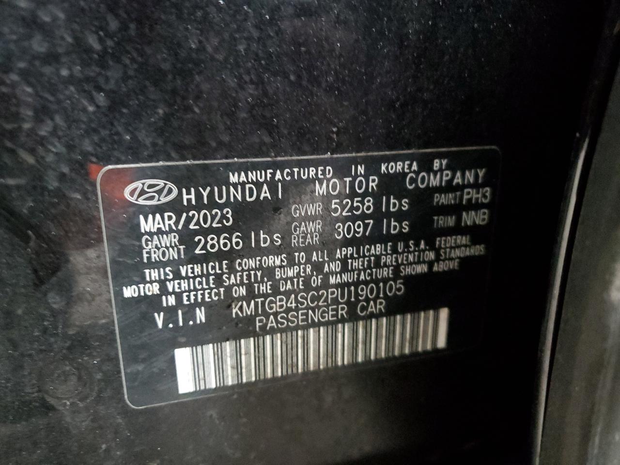 2023 Genesis G80 VIN KMTGB4SC2PU190105 Copart auction photo, all over damage thumbnail 12