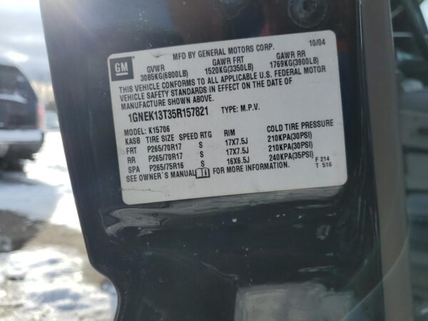 CHEVROLET TAHOE BLACK - 1GNEK13T35R157821
