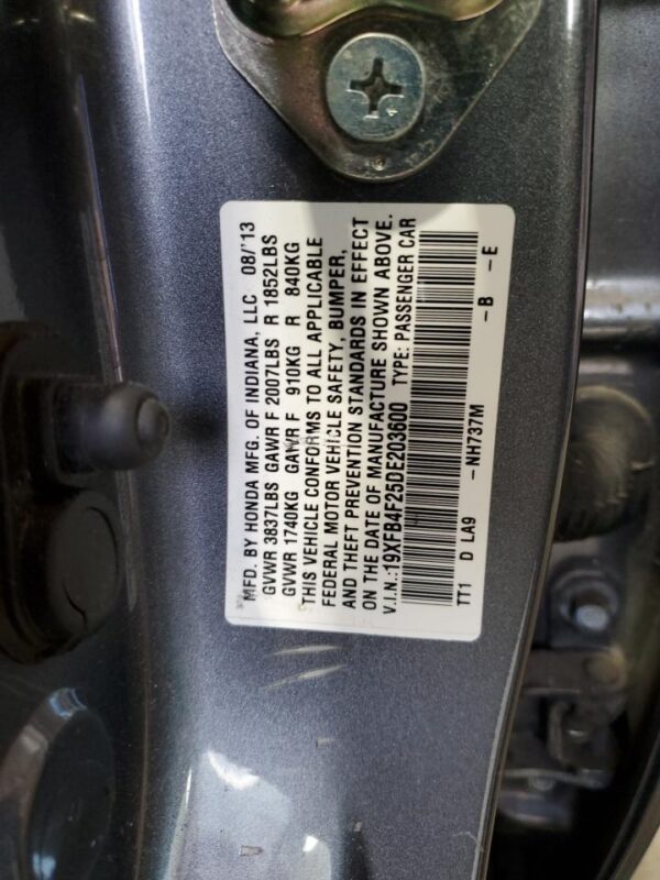 HONDA CIVIC GRAY - 19XFB4F25DE203600