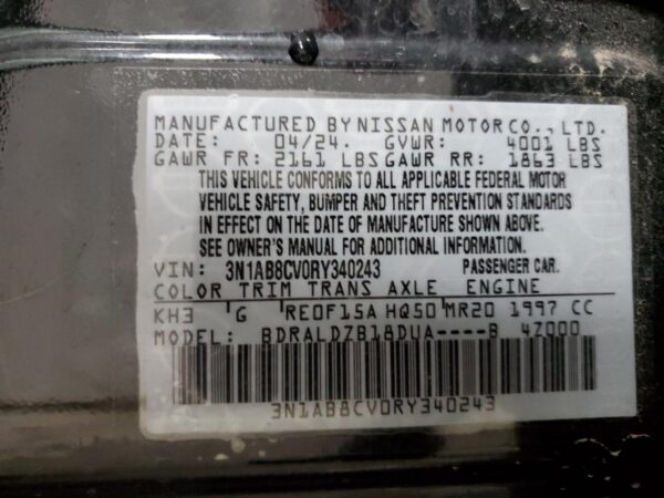 NISSAN SENTRA BLACK - 3N1AB8CV0RY340243